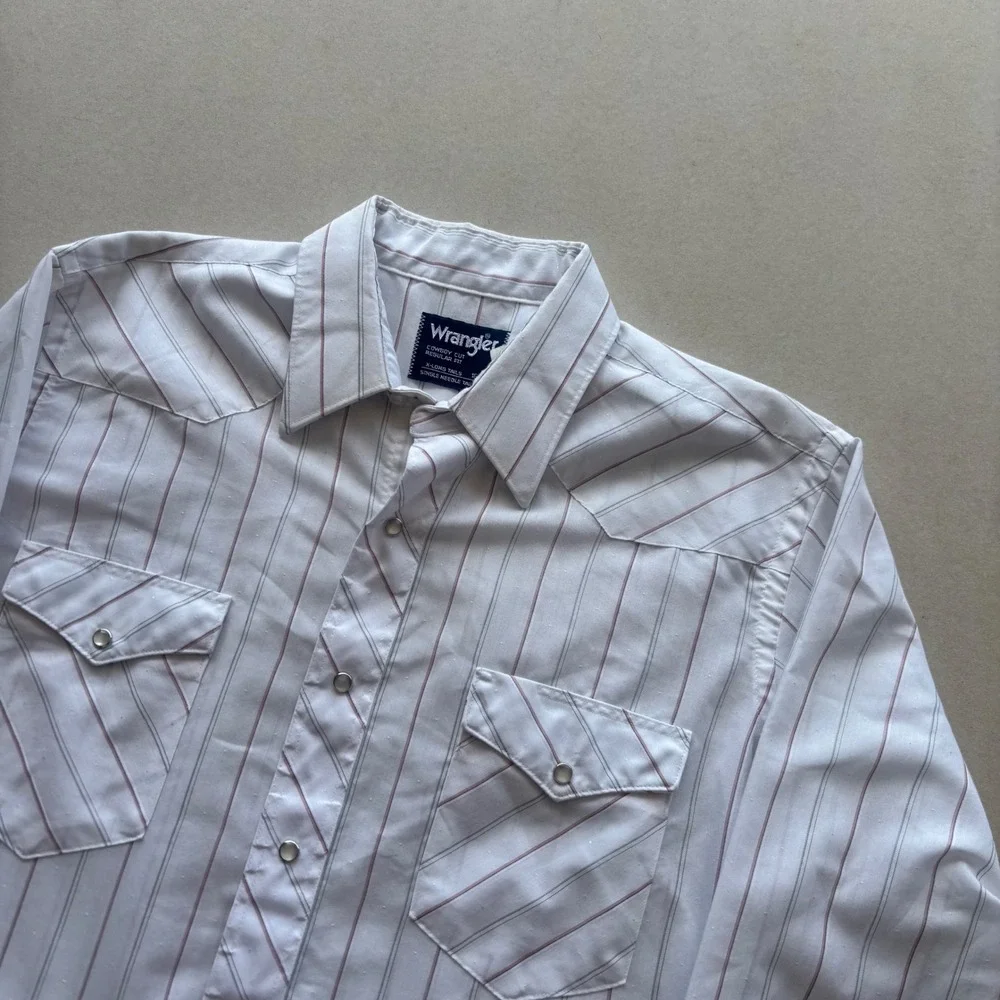 Vintage Wrangler Cowboy Cut Western Striped Pearl Snap Shirt - Picture 1 of 7